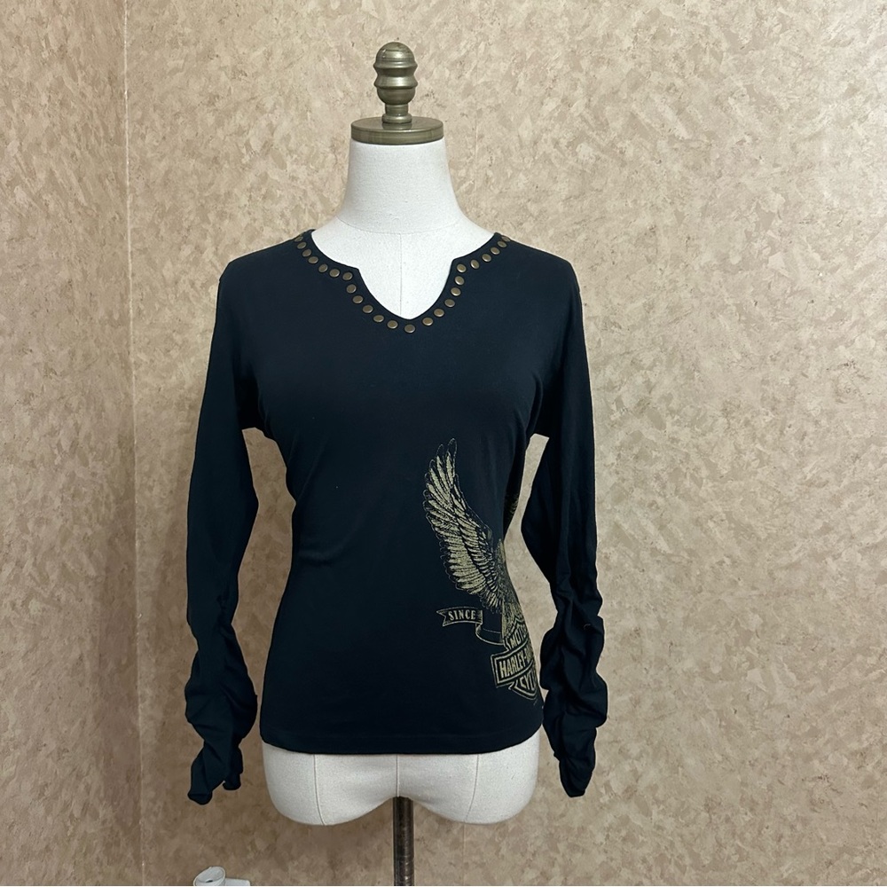 Harley-Davidson Black Top with Gold Eagle Design